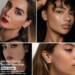 12 Pairs 316L Surgical Steel Flat Back Studs Hoop Earrings for Women Men CZ Stud Earrings Nose Stud Helix Piercing Jewelry