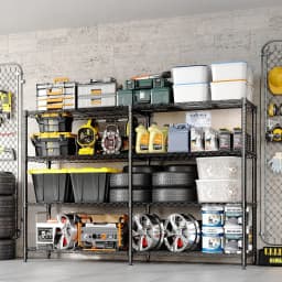 Heavy Duty Metal Storage Shelving Rack 4/5 Tier Adjustable Wire Shelf Garage Organizer 1060LBS Capacity Steel Storage Rack L Shape Corner Shelf Boltless Assembly for Pantry Basement Workshop