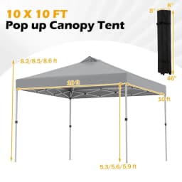 10x10 FT Pop up Canopy Tent Wheeled Carry Bag 4 Canopy Sand Bag Grey