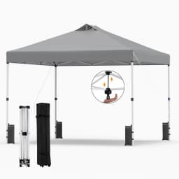 10x10 FT Pop up Canopy Tent Wheeled Carry Bag 4 Canopy Sand Bag Grey