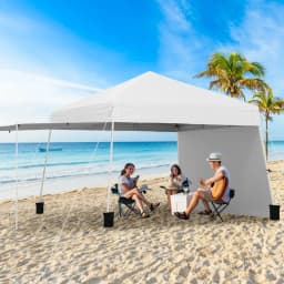 10x10 FT Pop up Canopy Tent Wheeled Carry Bag 4 Canopy Sand Bag Grey