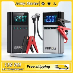 9500A Portable Car Charger, Jump Starter, Rechargeable Battery, Car Battery Launcher, Restoration Item Emergency Starter With Air Compressor Portable Car Battery Booster With 150PSI Auto-Stop Tire Inflator 10.0L Diesel