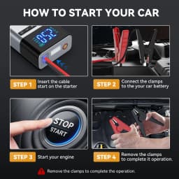 9500A Portable Car Charger, Jump Starter, Rechargeable Battery, Car Battery Launcher, Restoration Item Emergency Starter With Air Compressor Portable Car Battery Booster With 150PSI Auto-Stop Tire Inflator 10.0L Diesel