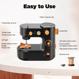 Mini Sewing Machine 2-in-1 Electric & Foot Pedal, Portable Sewing Machine with 5 Stitch Patterns & LED Light for Beginners