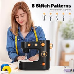 Mini Sewing Machine 2-in-1 Electric & Foot Pedal, Portable Sewing Machine with 5 Stitch Patterns & LED Light for Beginners