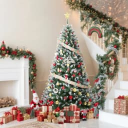 6FT Pre‑Lit Artificial Pine Christmas Tree with Pine Cones, 250 LEDs 748 Tips Hinged Stand PVC Holiday Tree for Home Office Party Decor