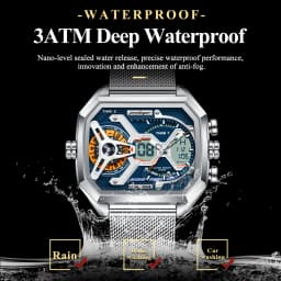 POEDAGAR Top Luxury Digital Men's Watches Stainless Steel Mesh Waterproof Date Week Quartz Man Wristwatch LED Electronic Fashion Sports Men Clock Reloj
