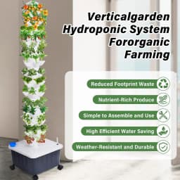 14-Layer Vertical Hydroponic Grow Tower, 70 Slots Indoor Grow Tower with Water Tank Hydrating Pump, Timer, Adapter for Vegetables, Fruits