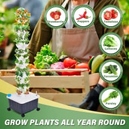 14-Layer Vertical Hydroponic Grow Tower, 70 Slots Indoor Grow Tower with Water Tank Hydrating Pump, Timer, Adapter for Vegetables, Fruits