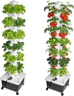 14-Layer Vertical Hydroponic Grow Tower, 70 Slots Indoor Grow Tower with Water Tank Hydrating Pump, Timer, Adapter for Vegetables, Fruits