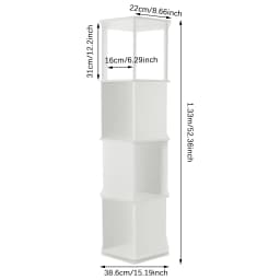 4-Tier Rotating Bookshelf 360° Display Revolving Bookcase, 176 lbs Capacity PVC Wood- Plastic Corner Storage Rack for Bedroom Living Room Study, White