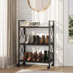 3/4-Tier Metal Shoe Rack 9–24 pairs of shoes Organizer Freestanding Black Space Saving Storage for Closet Bedroom Indoor Outdoor Entryway Use