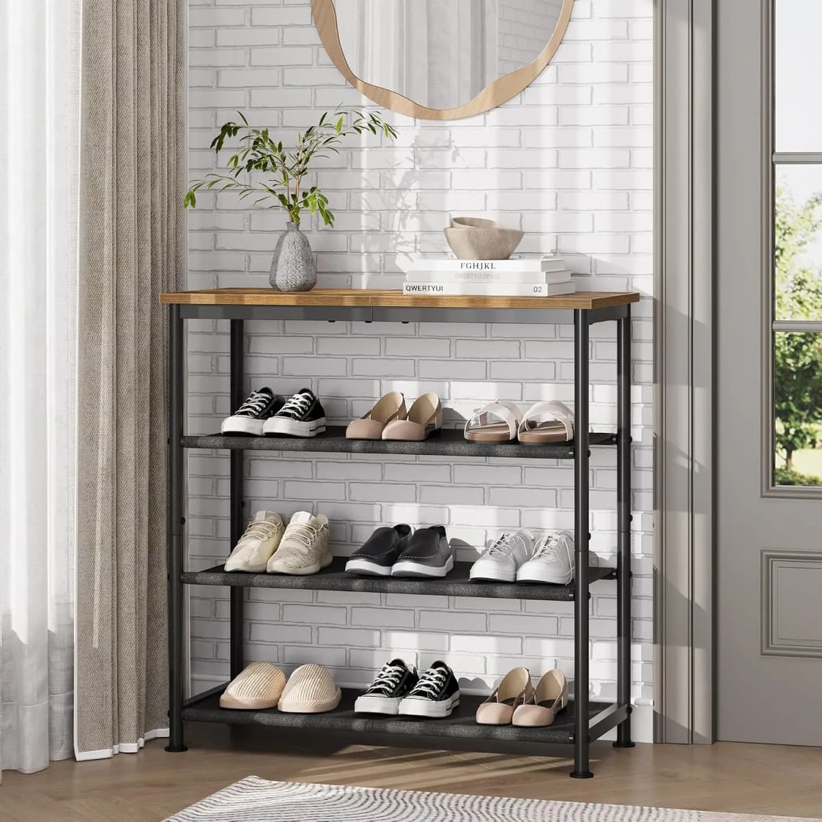 3/4-Tier Metal Shoe Rack 9–24 pairs of shoes Organizer Freestanding Black Space Saving Storage for Closet Bedroom Indoor Outdoor Entryway Use