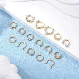 16 Pcs Septum Rings 16G for Women Men Surgical Steel Nose Rings 8MM Hypoallergenic Clicker Hinged Tragus Helix Daith Piercings Jewelry Horseshoe Nose Rings Lip Cartilage Hoops Set