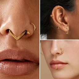 16 Pcs Septum Rings 16G for Women Men Surgical Steel Nose Rings 8MM Hypoallergenic Clicker Hinged Tragus Helix Daith Piercings Jewelry Horseshoe Nose Rings Lip Cartilage Hoops Set