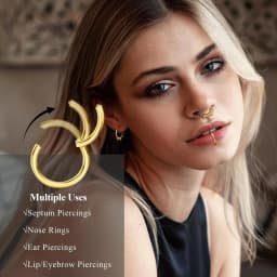 16 Pcs Septum Rings 16G for Women Men Surgical Steel Nose Rings 8MM Hypoallergenic Clicker Hinged Tragus Helix Daith Piercings Jewelry Horseshoe Nose Rings Lip Cartilage Hoops Set