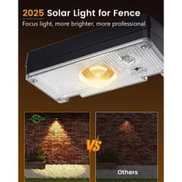 Solar Fence Lights Outdoor Set of 8 Super-bright Lumens Adjustable Three Colour Temperatures and RGB Automatic Dusk-to-Dawn Operation Suitable for Gardens, Railings, Pools, Porches and Backyards (Black Version)
