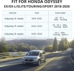 Coverdream Car Seat Covers Custom Fit For Honda Odyssey 2011-2026 EX/EX-L/Touring/Elite/SE 8 Seats Leather Full Set Seat Protector