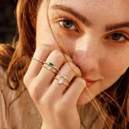 10Pcs 14K Gold Plated Stacking Rings for Women Simple Dainty Stackable Knuckle Thumb Rings Heart CZ Opal Rings Plain Band Size 5-11
