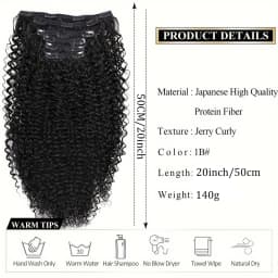 Synthetic Curly Clip in Hair Extensions Kinky Curly Hairpieces Clip on Full Head Fake Pieces Black Brown Hair for Women