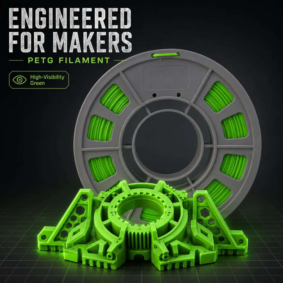 PETG 3D Printer Filament 1.75mm, 300g Compact Spool Fluorescent Green, Dimensional Accuracy +/- 0.03mm, Smooth Feeding for FDM Printers