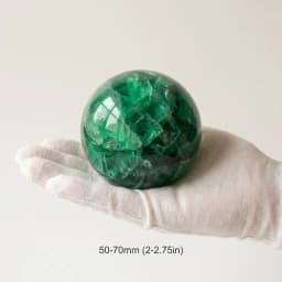 Natural Green Fluorite Crystal Sphere Ball 2-3.1in with Wood Base Large Handmade Translucent Banded Mint Green High Quality Orb Wooden Stand Display Home Decor Desk Ornament Office Decor Room Decor Bedroom Decor Table Centerpiece Collectible Feng Shui Set
