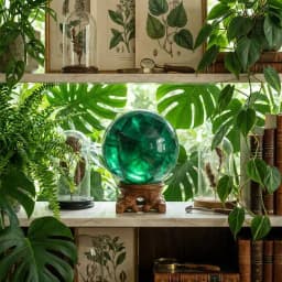 Natural Green Fluorite Crystal Sphere Ball 2-3.1in with Wood Base Large Handmade Translucent Banded Mint Green High Quality Orb Wooden Stand Display Home Decor Desk Ornament Office Decor Room Decor Bedroom Decor Table Centerpiece Collectible Feng Shui Set