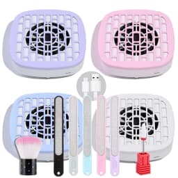 Mini Nail Dust Collector, Low‑Noise Nail Vacuum Fan, USB‑C Powered Nail Dust Suction Machine (No Built‑in Battery) with Filter Papers, Nail Files, Cleaning Brush & Drill Bit, Professional Nail Art Salon Supplies