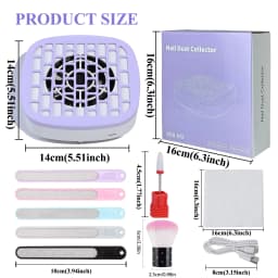 Mini Nail Dust Collector, Low‑Noise Nail Vacuum Fan, USB‑C Powered Nail Dust Suction Machine (No Built‑in Battery) with Filter Papers, Nail Files, Cleaning Brush & Drill Bit, Professional Nail Art Salon Supplies