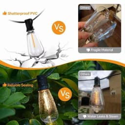 ST38 64FT 15LEDs Retro Waterdrop Bulb String Lights Warm Light Outdoor Patio Party Garden Decor Lamp