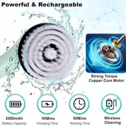 Electric Spin Scrubber Rechargeable Cordless with 3/9 Brush Heads Powerful Motor Metal Gears Extendable Rod for Bathroom Kitchen Car Tile Floor Multi-Purpose Cleaning Brush Bathtub Shower Grout Home Use Tool Set