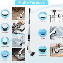 Electric Spin Scrubber Rechargeable Cordless with 3/9 Brush Heads Powerful Motor Metal Gears Extendable Rod for Bathroom Kitchen Car Tile Floor Multi-Purpose Cleaning Brush Bathtub Shower Grout Home Use Tool Set