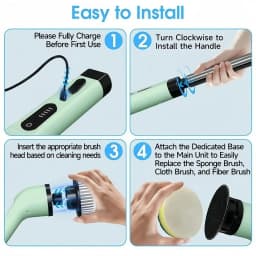 Electric Spin Scrubber Rechargeable Cordless with 3/9 Brush Heads Powerful Motor Metal Gears Extendable Rod for Bathroom Kitchen Car Tile Floor Multi-Purpose Cleaning Brush Bathtub Shower Grout Home Use Tool Set