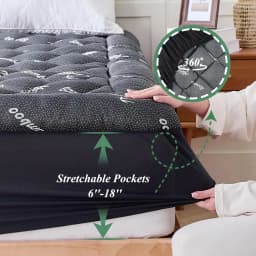 Queen Mattress Topper, Viscose Derived From Bamboo Thick Pillow Top Mattress Pad With Deep Pocket, Naturally Cooling For Hot Sleepers, Soft For Back Pain Relief