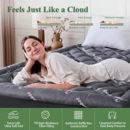 Queen Mattress Topper, Viscose Derived From Bamboo Thick Pillow Top Mattress Pad With Deep Pocket, Naturally Cooling For Hot Sleepers, Soft For Back Pain Relief