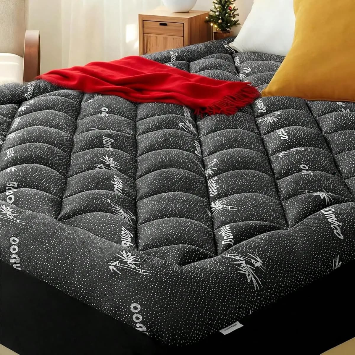 Queen Mattress Topper, Viscose Derived From Bamboo Thick Pillow Top Mattress Pad With Deep Pocket, Naturally Cooling For Hot Sleepers, Soft For Back Pain Relief