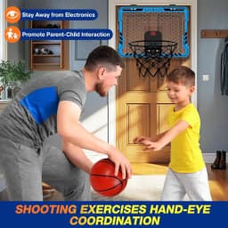 Upgraded Wall‑Mounted Mini Basketball Hoop with 3 Game Modes Auto Scoring Digital Scoreboard, 60° Swing Dunk Design Remote Control Basketball Shooting Toy, Indoor Sport Game Gift for Kids Adults, Birthday Halloween Christmas Thanksgiving Present