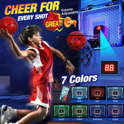 Upgraded Wall‑Mounted Mini Basketball Hoop with 3 Game Modes Auto Scoring Digital Scoreboard, 60° Swing Dunk Design Remote Control Basketball Shooting Toy, Indoor Sport Game Gift for Kids Adults, Birthday Halloween Christmas Thanksgiving Present