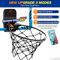 Upgraded Wall‑Mounted Mini Basketball Hoop with 3 Game Modes Auto Scoring Digital Scoreboard, 60° Swing Dunk Design Remote Control Basketball Shooting Toy, Indoor Sport Game Gift for Kids Adults, Birthday Halloween Christmas Thanksgiving Present