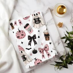 Halloween Coquette Coffee Sherpa Blanket, Book Lovers Velveteen Throw