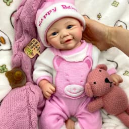17inch Open Blue Eyes Vivienne Full Body Soft Silicone Reborn Baby Girl Realistic Skin Veins Easy to Clean Doll Comfortable to Hold for Gift