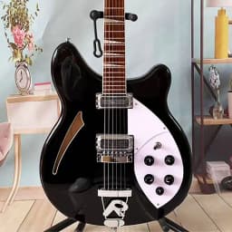 Local Warehouse, Black Semi‑Hollow Electric Guitar, 6‑String, 24‑Fret, Dual‑Humbucker Pickups, With Tremolo System, for Rock, Band Performances, Holiday Gifts
