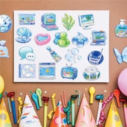 50-100 PCS Frutiger Aero Aesthetic Stickers Waterproof Transparent PET Journal Supplies for Guitar Notebook