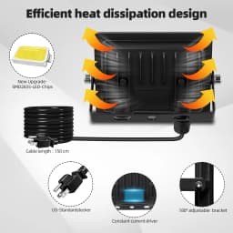 20W/30W/100W LED Flood Light Outdoor with Plug, 6500K Daylight White IP66 Waterproof Commercial Lighting for Sports Fields,Counts,Arena,Stadium