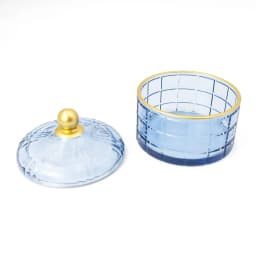 Glass Lidded Trinket Box Blue