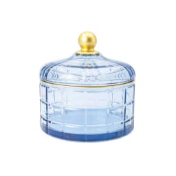Glass Lidded Trinket Box Blue
