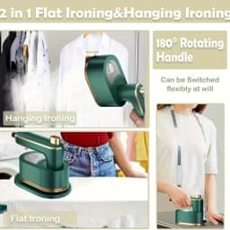 mini Clothes Steamer Iron Steamer 2 in 1 Rotatable 180 Degrees Handheld Steam Iron (Green)
