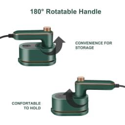 mini Clothes Steamer Iron Steamer 2 in 1 Rotatable 180 Degrees Handheld Steam Iron (Green)