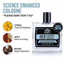 Her Loss Men’s Eau De Cologne Spray 3.3 Fl Oz, Modern Masculine Casual Fragrance Spray, Portable Glass Bottle Scent for Dating, Night Out and Social Gathering, Unique Fun-Idea Gift for Men
