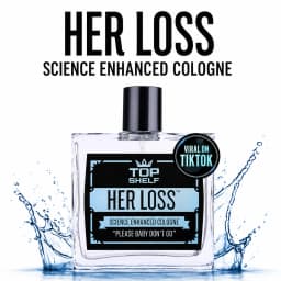 Her Loss Men’s Eau De Cologne Spray 3.3 Fl Oz, Modern Masculine Casual Fragrance Spray, Portable Glass Bottle Scent for Dating, Night Out and Social Gathering, Unique Fun-Idea Gift for Men